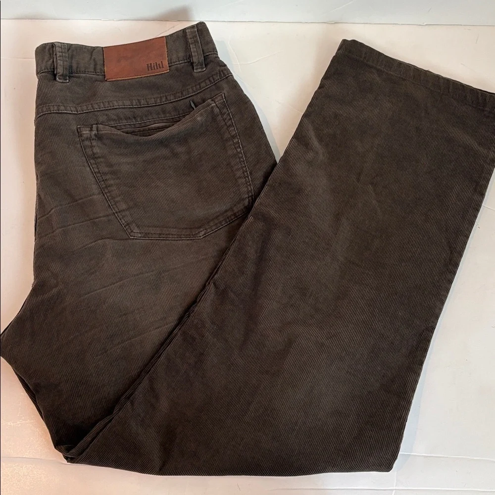Hiltl trouser olive green men’s corduroy 5-pocket pants 36x34 98% cotton